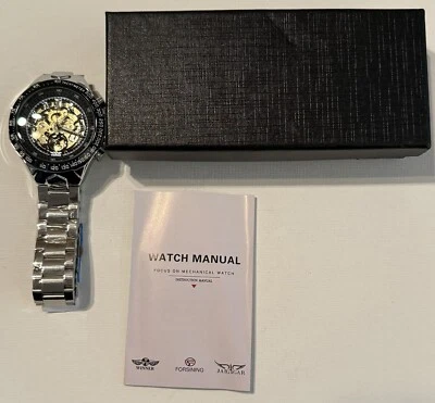 Men’s Watch, Winner, Stainless Steel, Black/ Silver, Open Box Condition - Image 1 of 4