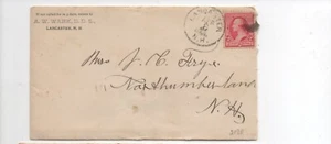 United States cover 219D Lancaster New Hampshire to Northumberland NH w letter - Picture 1 of 2