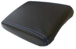 Fits 08-14 Dodge Challenger Vinyl Center Console Lid Armrest Cover w/Blue Stitch - Imagen 1 de 6