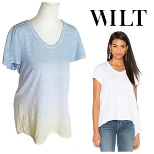 WILT Yellow Blue Dip Tie Dye Shrunken Boyfriend Short Sleeve T-Shirt Small - Picture 1 of 5