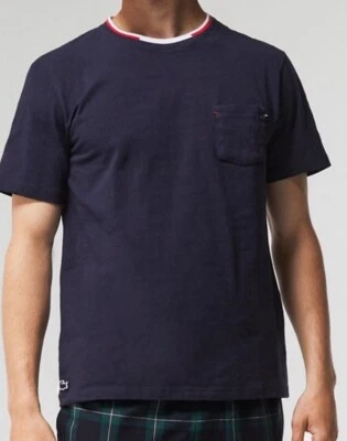 Nueva camiseta auténtica de salón de manga corta Lacoste para hombre, azul marino, talla pequeña Foto 1 de 3
