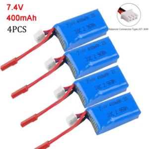 4 Stück 2S 400mAh 7,4V LiPo Akkupack 30C JST Stecker für Micro FPV Racing Drohne - Bild 1 von 8