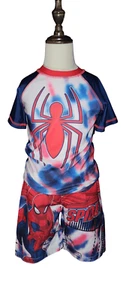 NWOT 2pc Boys Spiderman Spider-Man Swim Set Trunks Shorts Rashguard Swimsuit - Picture 1 of 3