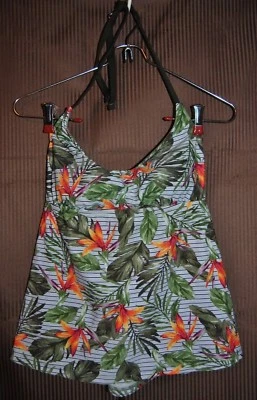 Traje de baño Tankini MOSSIMO multicolor floral a rayas talla M nuevo sin etiquetas  Foto 1 de 4