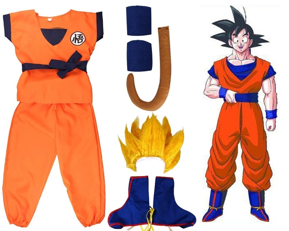 Niños Dragon Ball Z Goku Disfraz Juegos con disfraces Niños Niño Dragonball Gohan Conjunto Anime Foto 1 de 4