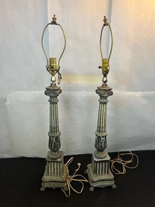 34" Pair of L&L Loevsky 8334 Lamp ~ Ornate Candelabra Tall Table Column Lamps - Picture 1 of 6