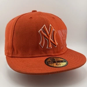 New York Yankees Orange Fitted New Era Hat Sz 6 7/8  - Picture 1 of 12