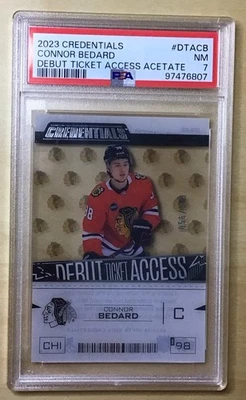 🔥2023 Credentials Debut Ticket Access Acetate /149 Connor Bedard RC PSA 7 POP 1 - Image 1 of 2