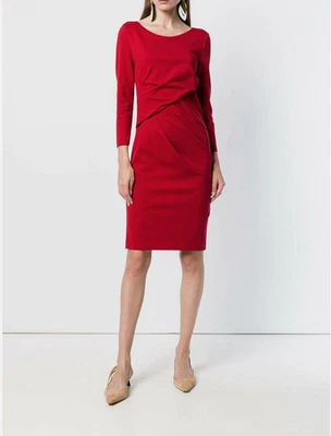Vestido Jersey EMPORIO ARMANI Acanalado Milano Rojo 6/42IT Hecho en Italia Precio de venta sugerido por el fabricante $645 Foto 1 de 4