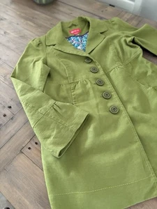 Monsoon Green Linen Trench Coat - Size 16 - Picture 1 of 11