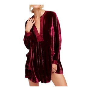 Free People Choose Me Velvet Mini Dress Tunic Holiday Party Boho Festival Medium - Picture 1 of 13