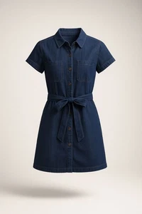 J.Crew Factory Denim Utility Mini Dress in Blue Rinse Size 00 Belted NWT BY042 - Picture 1 of 23