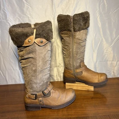 Baretraps Predict Brown Leather Faux Fur Lined Mid Calf Boots Women’s 8.5 - Image 1 of 4