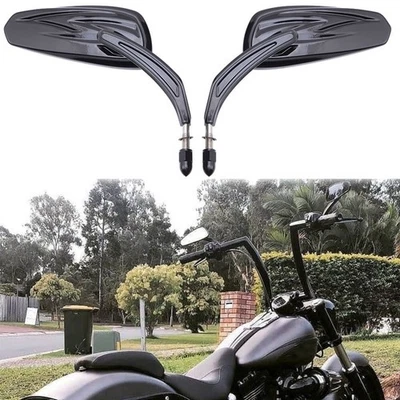 Espejo retrovisor negro vivo para motocicleta 2 piezas para Harley Davidson Heritage Softail Foto 1 de 4