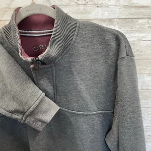 Orvis Mens M Sweatshirt Gray Pullover 1/4 Zip Snap Embroidered LOGO Outdoors - Picture 1 of 11