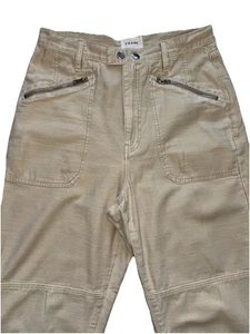 FRAME Barrel Jean Pants Sz 30 High Waist Utility Khaki Zip Pockets & Ankle NICE! - Picture 1 of 11