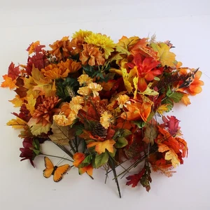 1+ Pfund gemischtes Set künstliches Herbst Herbstlaub und Blumen - Bild 1 von 5