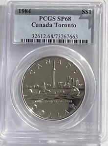 1984 Canada Toronto Sesquicentennial Dollar Coin - 50% Silver - PCGS SP68