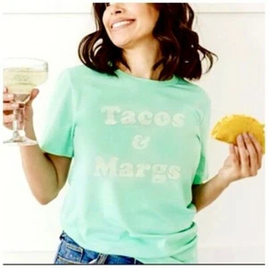 Wildfox Tacos & Margs T-Shirt Top Size XS Short Sleeve Mint Green NWT B95 - Picture 1 of 5