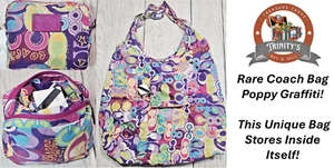 ! NEW COACH Bag Rare Poppy SIS Pop C Signature Graffiti Folding Tote Ref F62112 - Picture 1 of 11