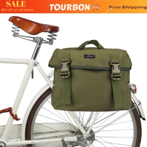 TOURBON Bike Panniers Rear Rack Saddle Bag Shoulder Pack Storage Carrier Green - Picture 1 of 20
