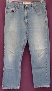 JEANS LEVIS 505 tg W34 L30 INDOSSATO LINGUETTA ROSSA 100% COTONE BLU #309 - Foto 1 di 10
