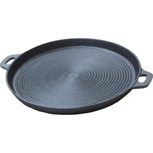 Wildtrak 34cm Round Ribbed BBQ Cast Iron Plate Outdoor Camping Cookware Black - Picture 1 of 3