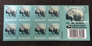 2024USA #5851 Forever Save Manatees - Booklet of 20  Mint  whales manatee - Picture 1 of 2