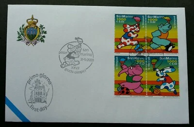 San Marino Summer Olympic Games Sydney 2000 Sport Elephant Penguin Butterfly FDC - Image 1 of 4