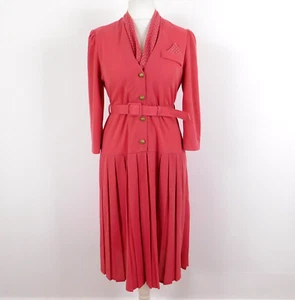 Vestido Hamells Vintage Coral Lunares Talla 12 Cinturón Suave Elastizado Años 80’s - Imagen 1 de 7