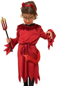 Devil Girls Halloween Costume And Devil Horns Headband . Sz.7/8 Color Red. - Picture 1 of 14