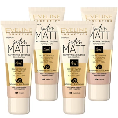Eveline Cosmetics Satin Matt Long Lasting Mattifying & Covering Foundation 30ml - Image 1 of 3