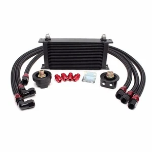 Rev9 Black Bar & Plate 19 Row Motor Engine Oil Cooler Kit w/ Filter Relocation - Picture 1 of 10