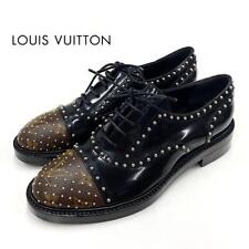 LOUIS VUITTON  Leather Monogram Studded Lace Up Shoes Black Size36.5 US6.5 NoBox