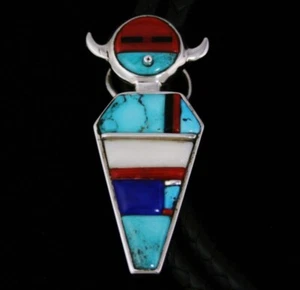 Philander Begay Buffalo Dancer Bolokrawatte mit mehreren Steinen Kanal-Inlay - Bild 1 von 5