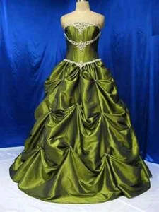 Vestidos de noche largos vintage de tafetán acanalados con cuentas línea A talla grande - Imagen 1 de 4