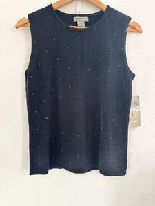 Neu mit Etikett Designers Originals WMN Luxelon schwarzes ärmelloses besticktes Tanktop Größe M - Bild 1 von 8