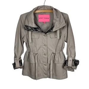 Betsey Johnson Khaki Cropped Trench Coat Style Jacket - Size XS - Picture 1 of 8