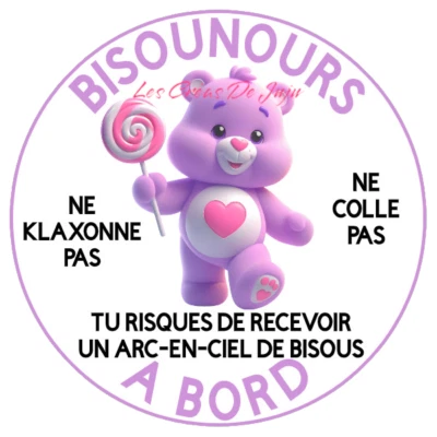 LES CRÉAS DE JUJU Stickers à coller pour voiture humoristique bisounours à bord non genré