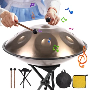 Handpan Drum Instrument 22 Inches D Minor 12Notes Steel Hand Drum For Meditation - Picture 1 of 12