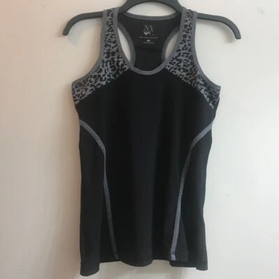Camiseta deportiva NY & Company Racerback, negra y gris con estampado animal, talla mediana Foto 1 de 4