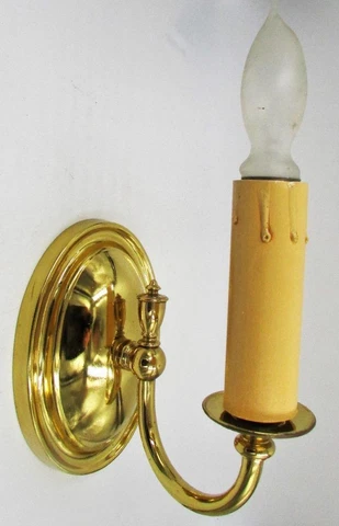 Vintage Candelabra Wall Sconce Colonial Style Electrified Brass 1 Arm Cover