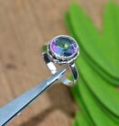925 Solid Sterling Silver Cut Mystic Topaz Ring - 8.5 Us C055
