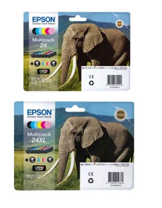 Lote de cartuchos de tinta originales Epson 24 y 24XL (elefante) - ¡ENTREGA GRATUITA EN REINO UNIDO! - Imagen 1 de 11