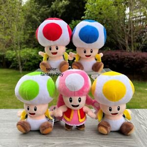 5Pcs Super Mario Bros Plush Toys Toadette Toad Colors Stuffed Animal Soft Doll