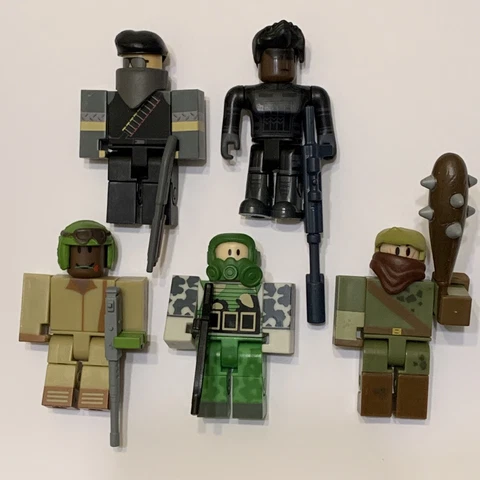 Lot Of 5 Roblox Army Men Military Camo Green Action Figures Play Set  *NO CODES* Cover