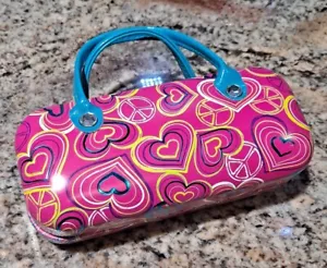 Girls Pink & Blue Hearts & Peace Signs Design Clutch Super Cute Purse EPOC - Picture 1 of 5