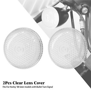 2x Front Rear Bullet Turn Signal Clear Lens Cover For Harley Touring Sportster