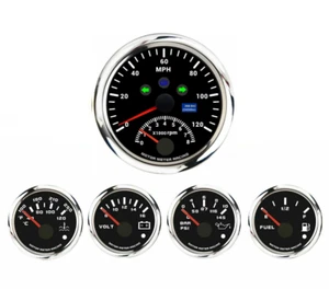 W PRO 5 Gauge Set 85mm GPS Speedometer Tachometer 120 MPH Turn Signal High Beam - Picture 1 of 15