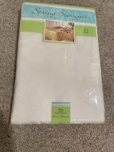 NEW Spring Blossoms Damask Tablecloth - 90 inch round - white - sealed pkg - Picture 1 of 3